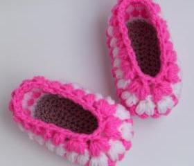 Easy pattern crochet baby puff slippers