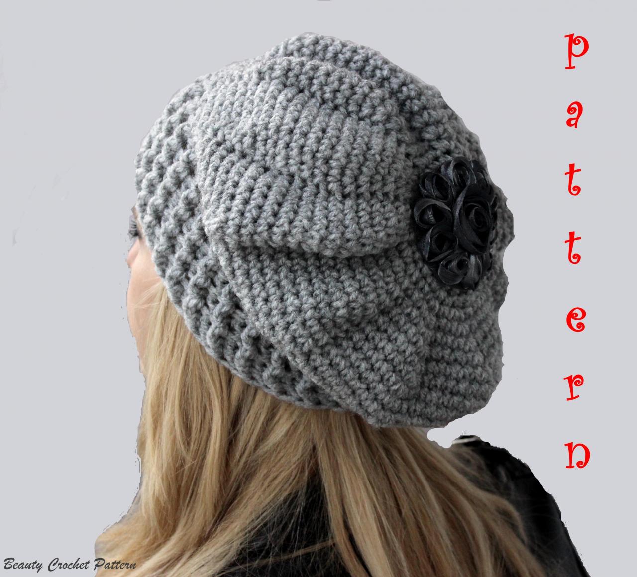 Crochet Crochet Slouchy  beret   pattern Pattern beanie Oversized hat Hat Pattern, Beret French