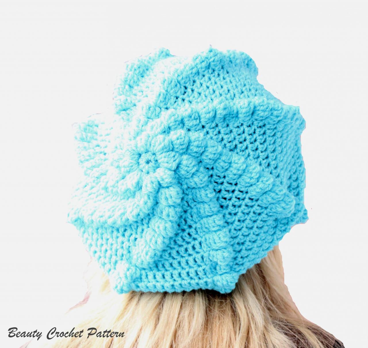Hat Pattern, Crochet Oversized French Bubble Beret Pattern , Crochet ...