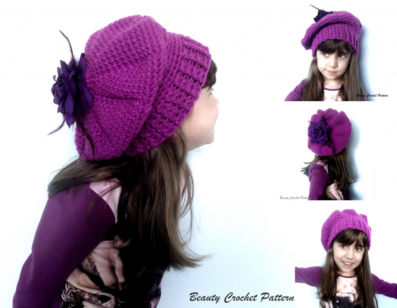 Crochet Slouchy French Beret Toddler Child Sizes Pattern ...